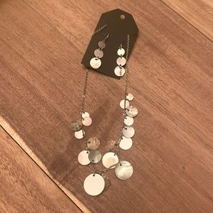 Silver Disc Necklace and Earring set